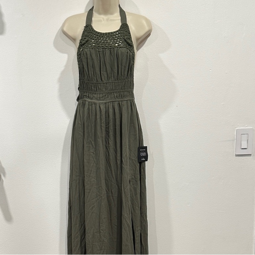 NWT! Lulu's Olive Green Halter Maxi Dress